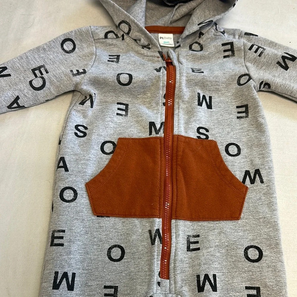 PL Baby - Gray Jumpsuit with Hood and Zipper - Picture 3 of 4
